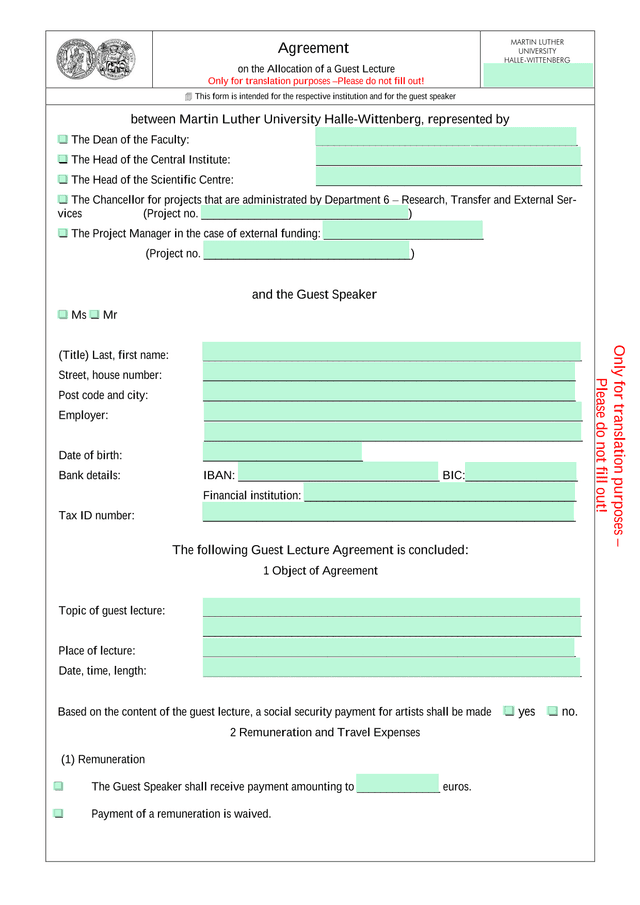 Agreement On The Allocation Of A Guest Lecture screenshot