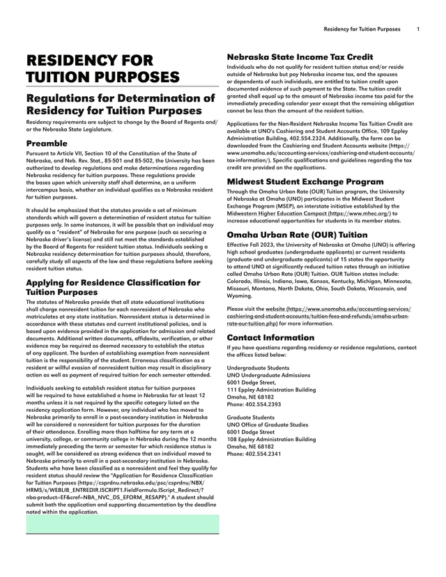 Residency For Tuition Purposes screenshot