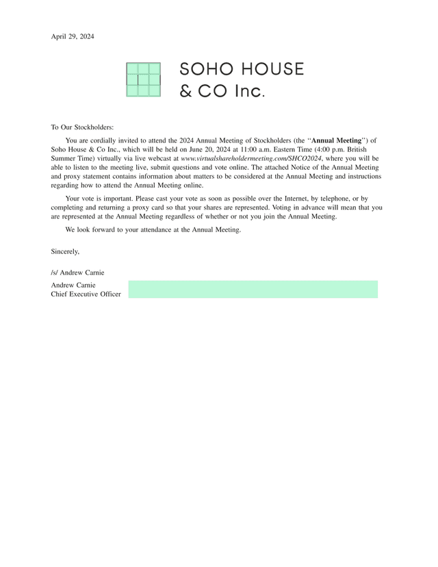 Notice Of The 2024 Annual Meeting Of Stockholders screenshot