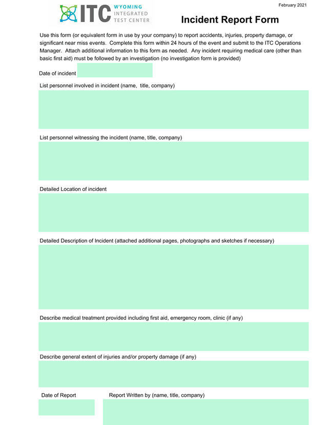 Incident Report Form screenshot