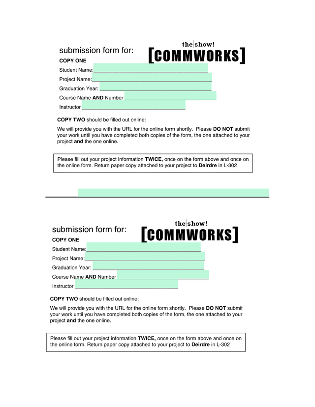 Project Submission Form screenshot