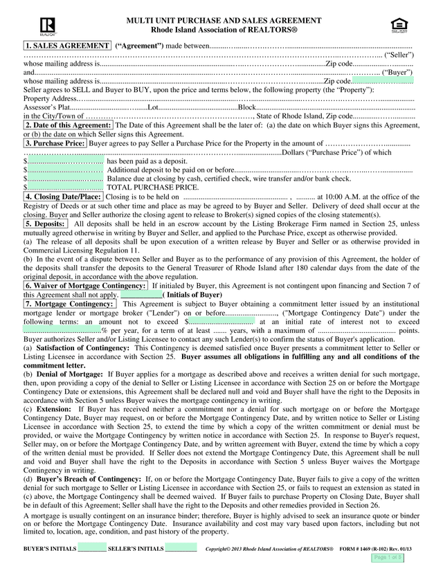 Multi Unit Purchase And Sales Agreement screenshot