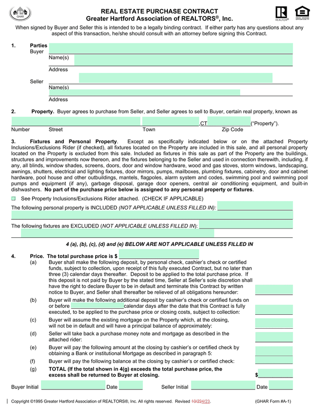 Real Estate Purchase Contract screenshot