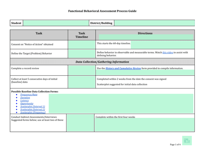 Functional Behavioral Assessment Process Guide screenshot