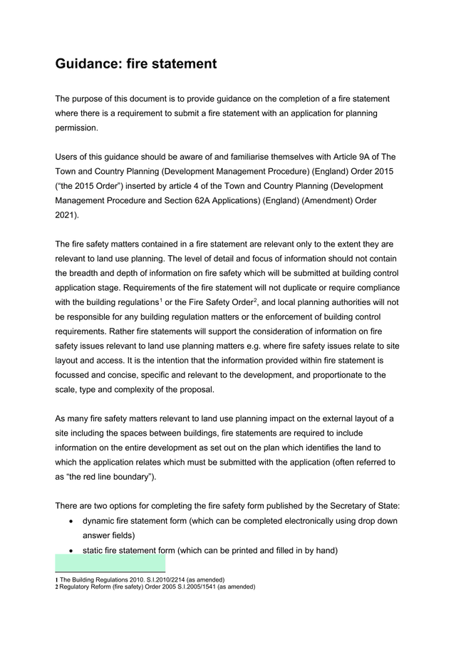 Fire Statement Guidance screenshot