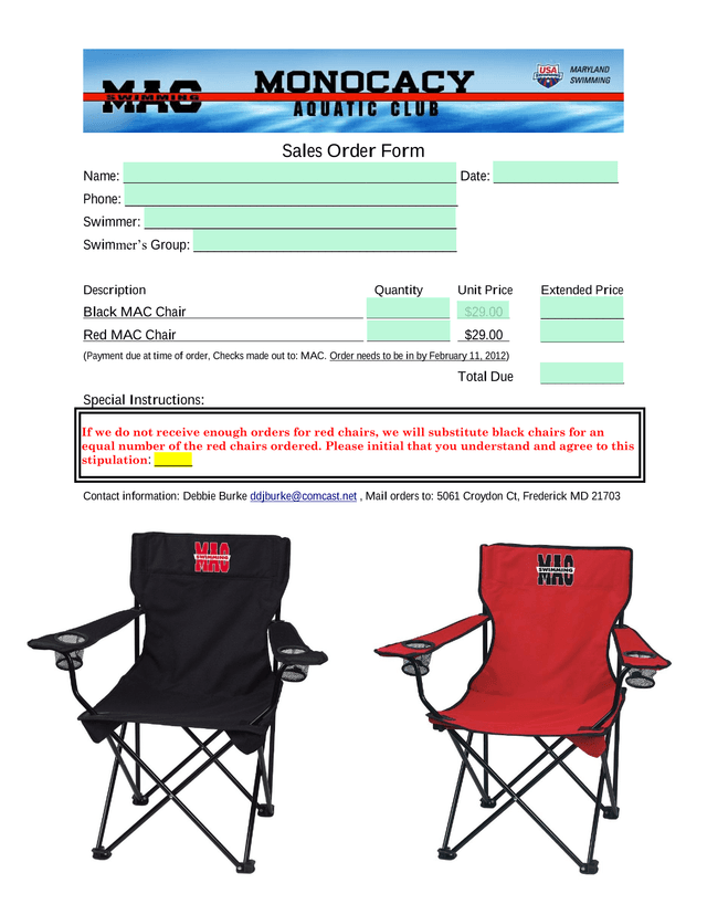Sales Order Form screenshot