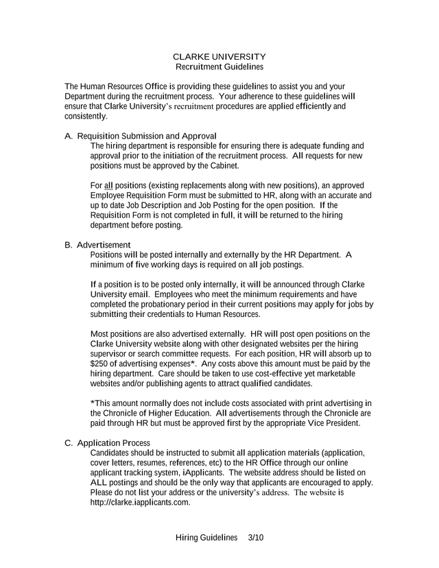 Recruitment Guidelines screenshot