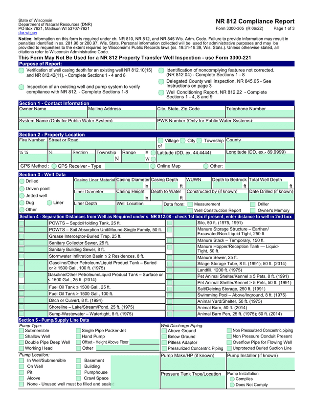 NR 812 Compliance Report screenshot