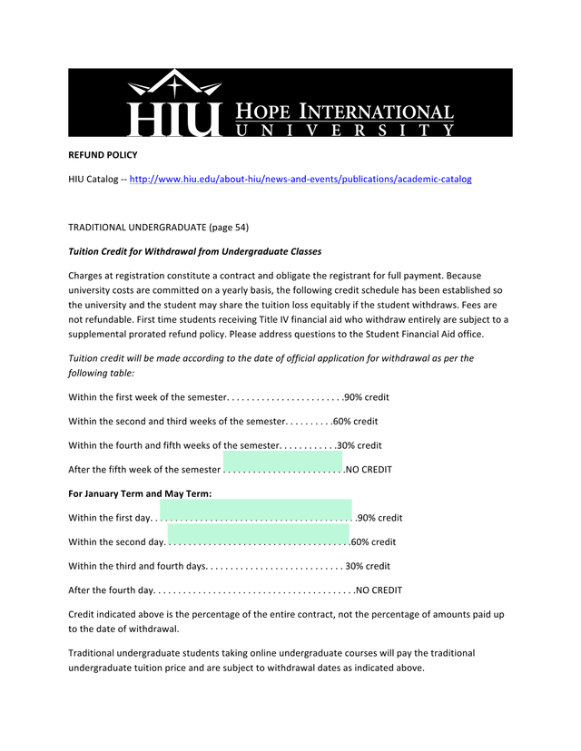 Refund Policy screenshot