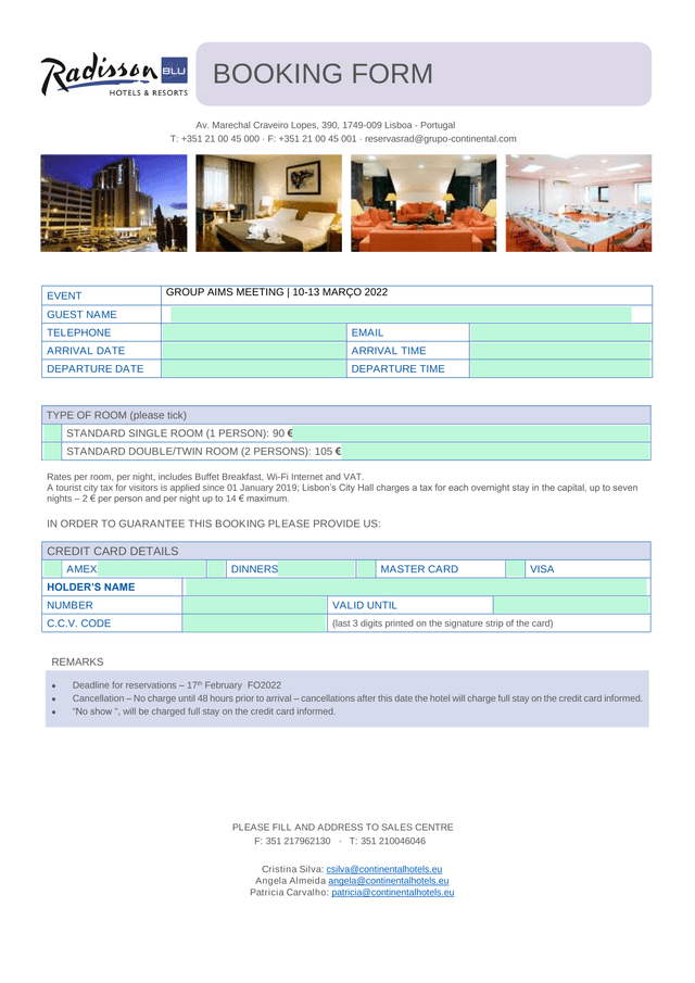 BOOKING FORM screenshot