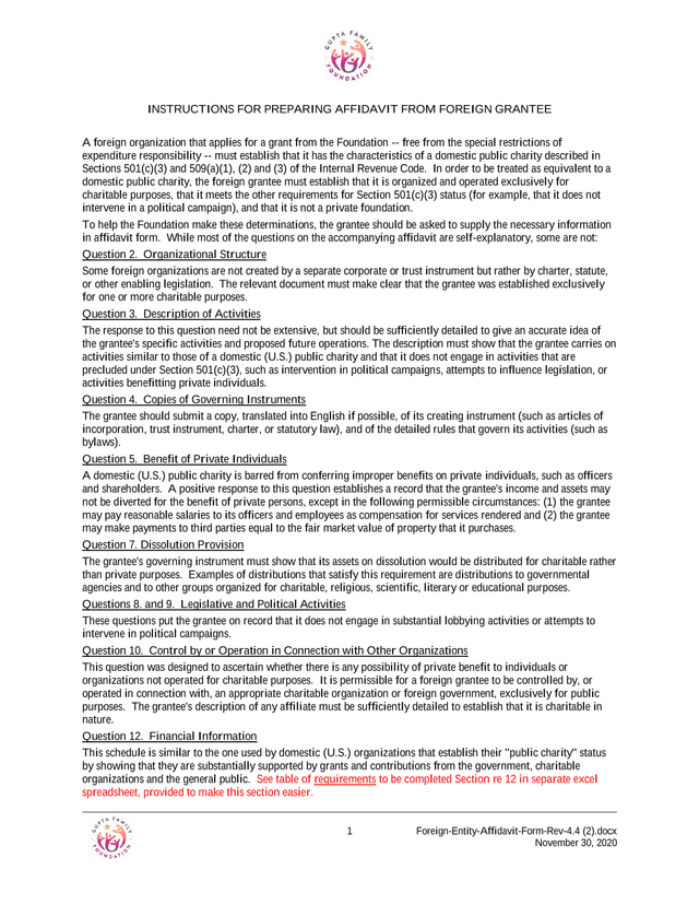 Foreign Entity Affidavit Form Rev 4.4 screenshot