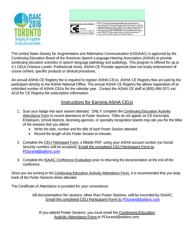 ASHA Continuing Education Units (CEUs) Instructions screenshot