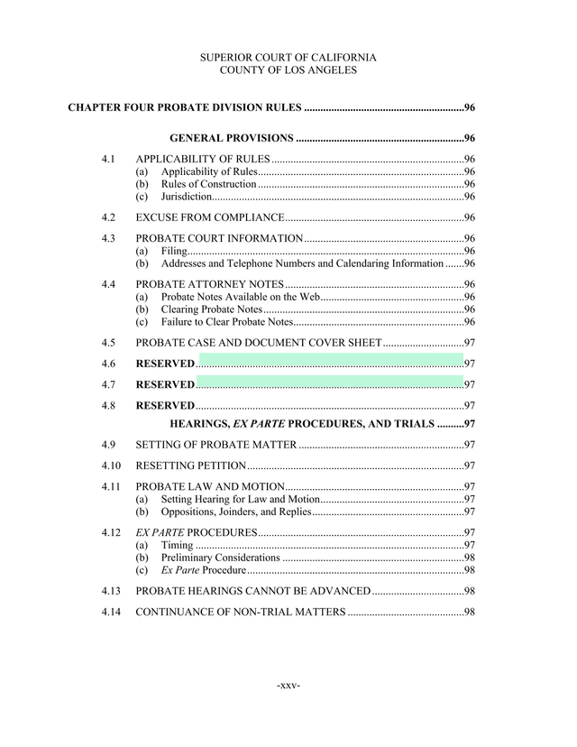 Superior Court Of California, County Of Los Angeles   Probate Division Rules screenshot