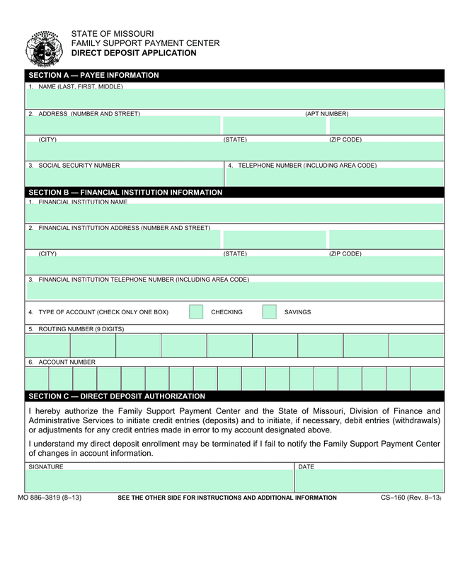 Direct Deposit Application screenshot