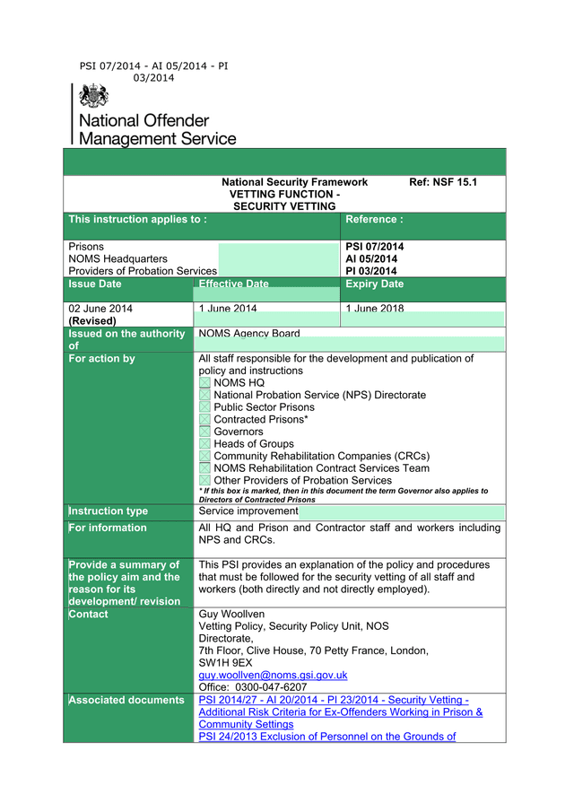 National Security Framework Vetting Function   Security Vetting screenshot