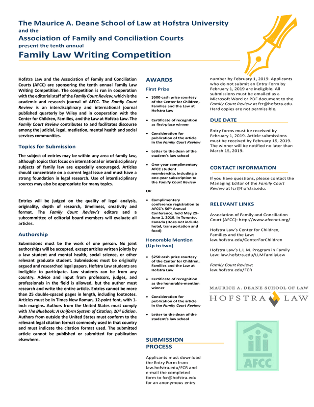 Tenth Annual Family Law Writing Competition screenshot
