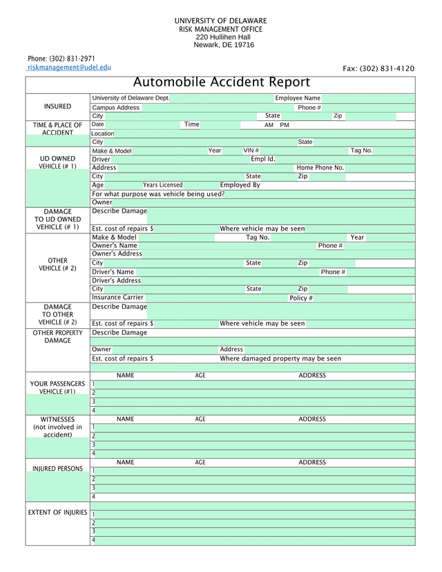 Automobile Accident Report screenshot
