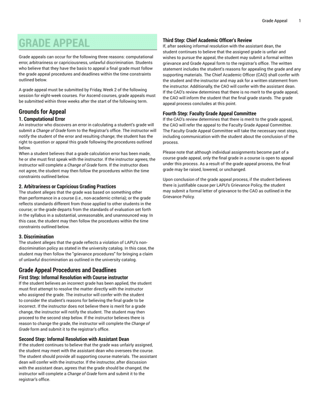 Grade Appeal screenshot