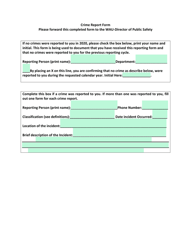 Crime Report Form screenshot
