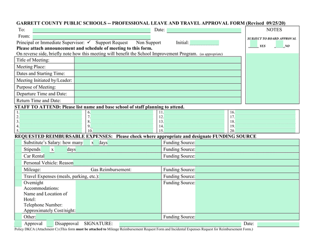 Professional Leave And Travel Approval Form screenshot
