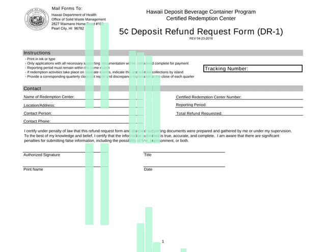 5 Deposit Refund Request Form (DR 1) screenshot