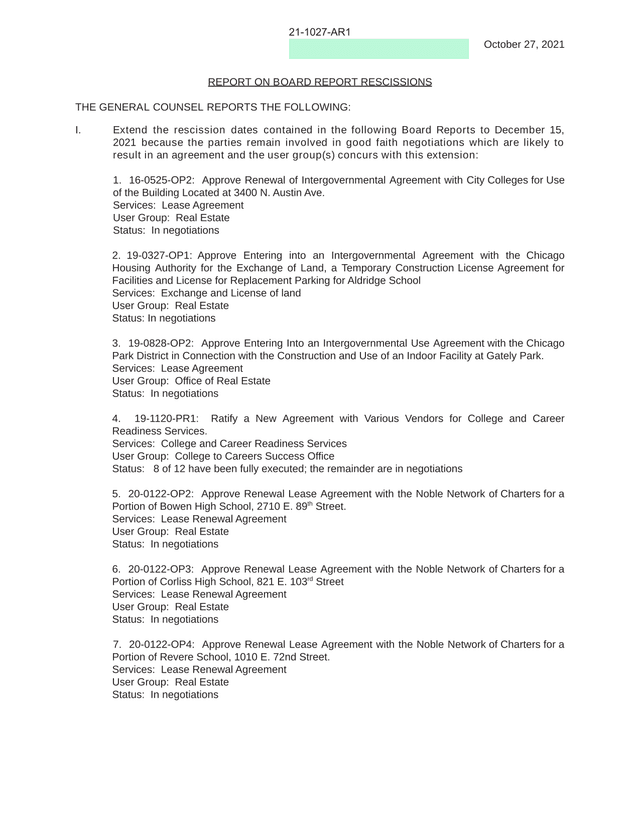 Report On Board Report Rescissions screenshot