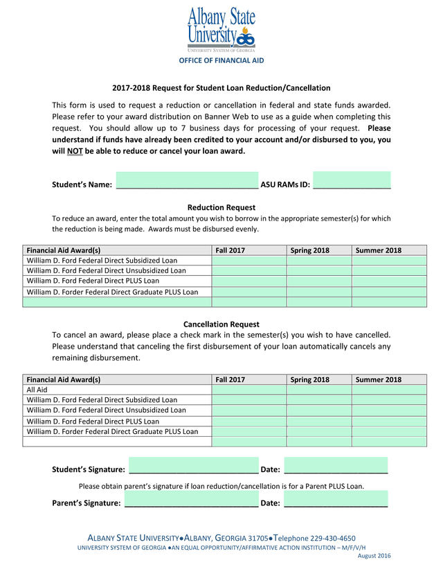 2017 2018 Request For Student Loan ReductionCancellation screenshot