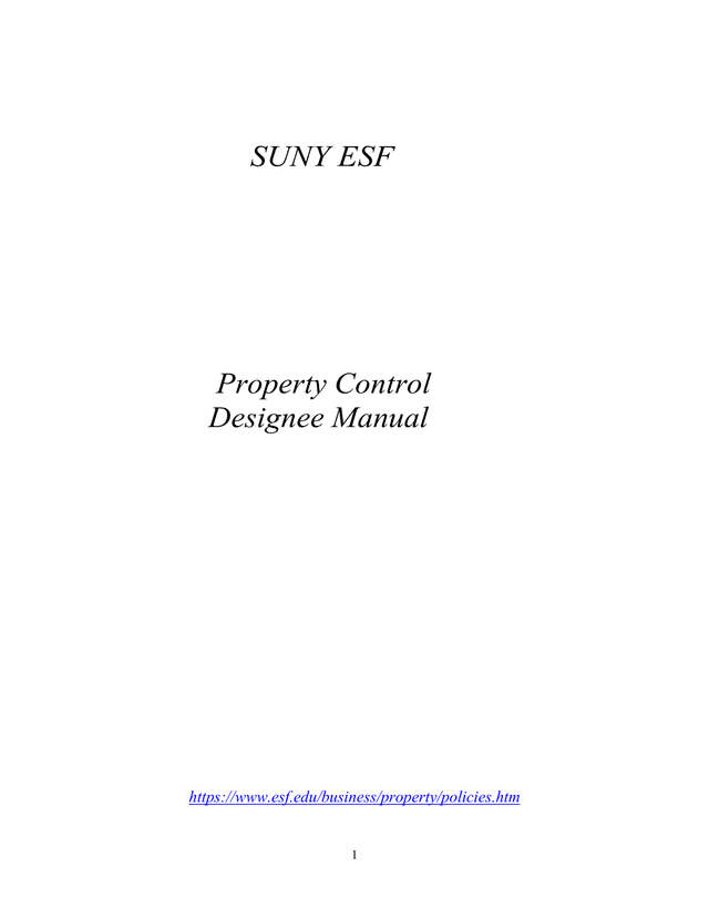 SUNY ESF Property Control Designee Manual screenshot