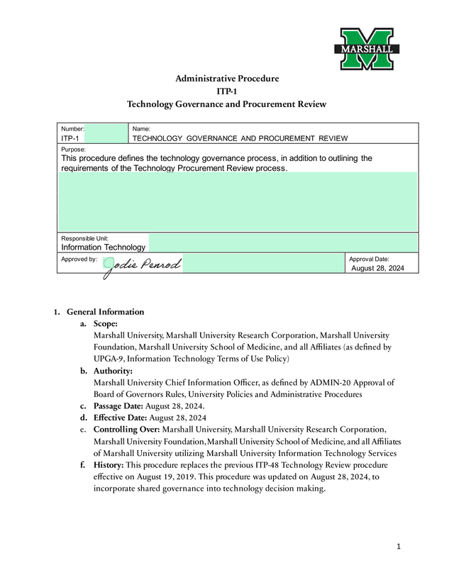 ITP 1 Technology Governance And Procurement Review screenshot