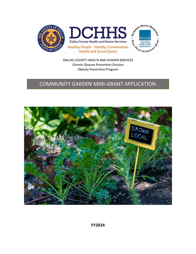 FY2024 Community Garden Mini Grant Program Guideline screenshot