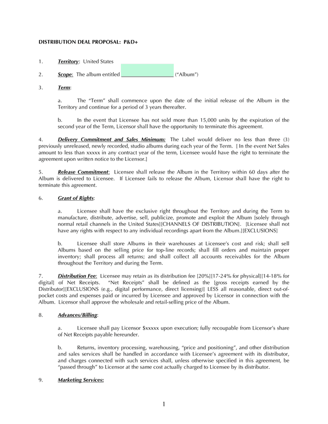 Distribution Deal Proposal PD screenshot