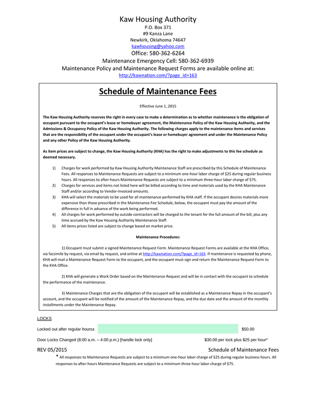 Schedule Of Maintenance Fees screenshot