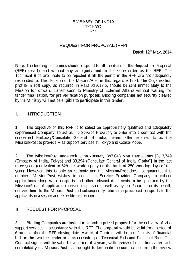 Request For Proposal (RFP) For Visa Support Services screenshot
