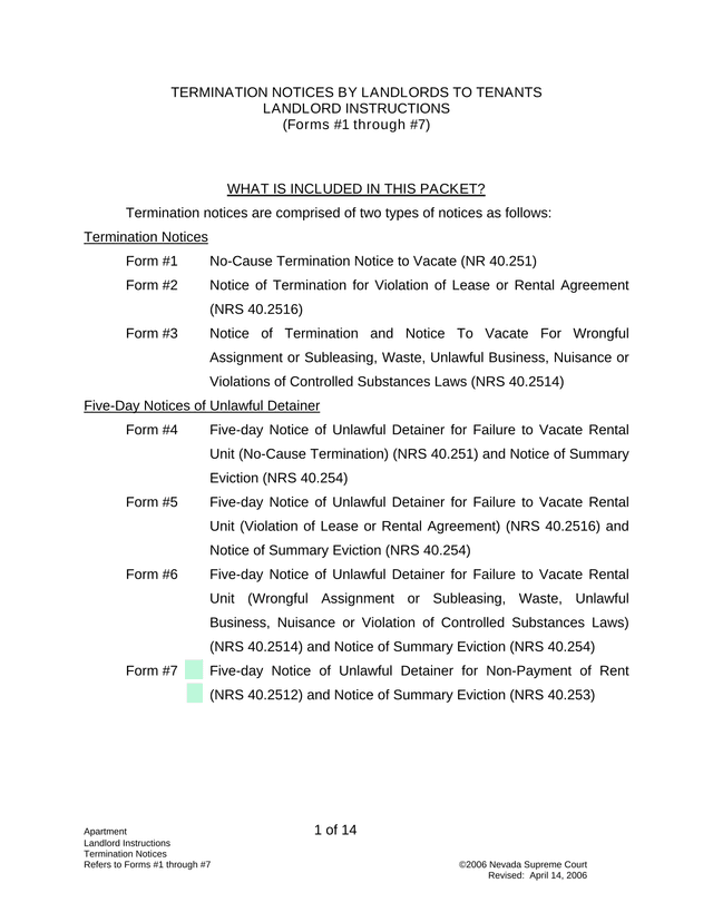 Landlord Instructions Termination Notices screenshot