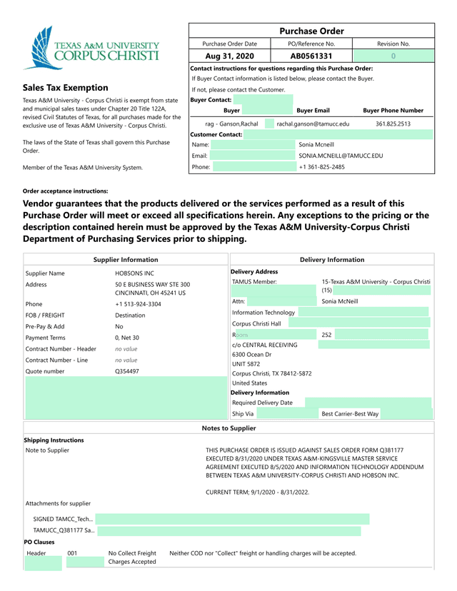 Purchase Order screenshot