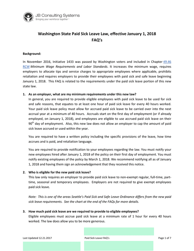 Paid Sick Leave FAQS screenshot