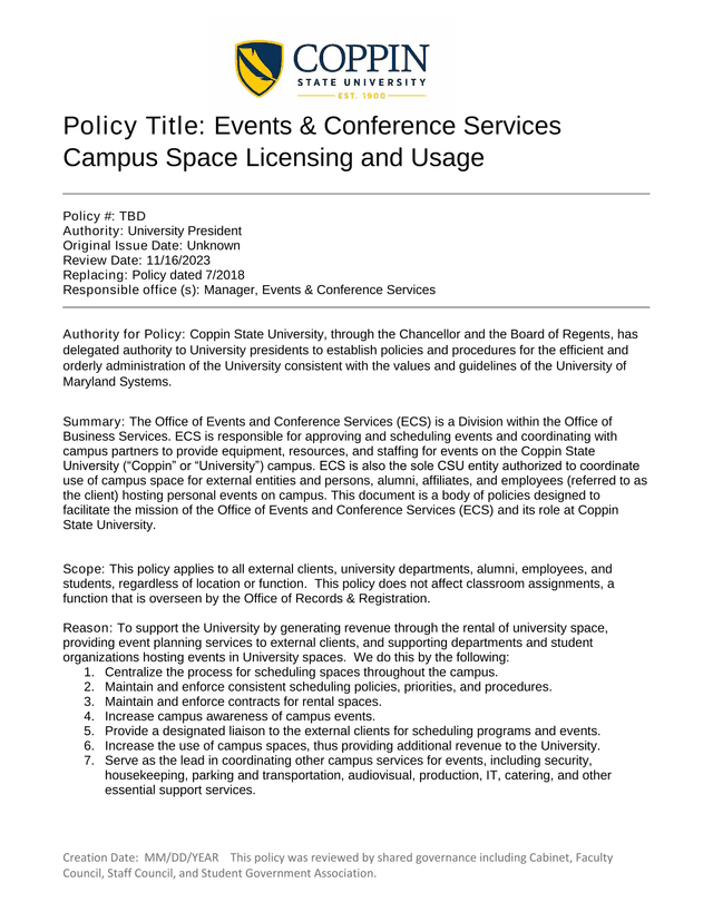 Events  Conference Services Campus Space Licensing And Usage screenshot