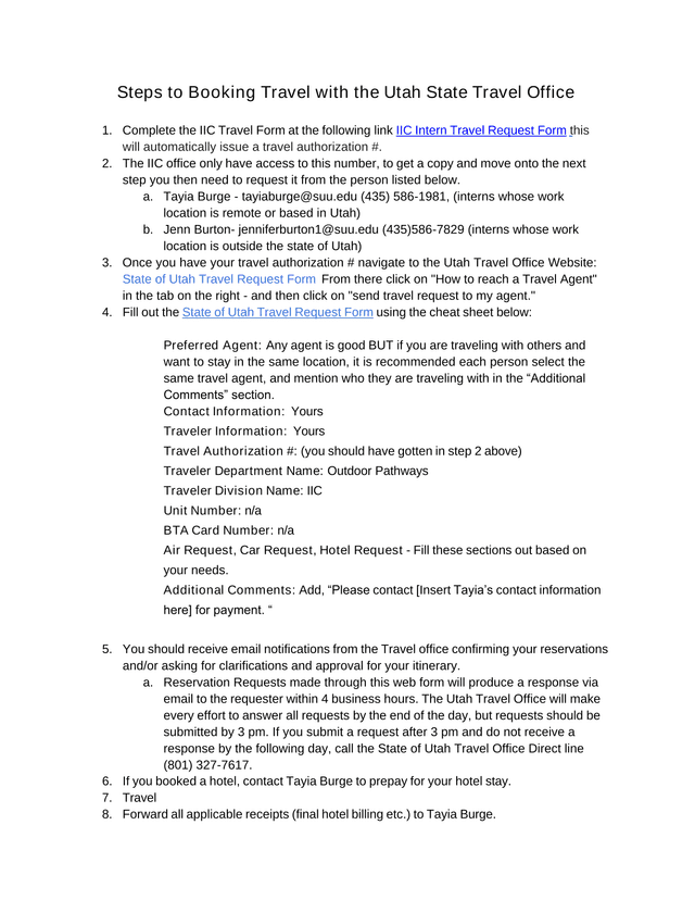 Steps To Booking Travel With The Utah State Travel Office screenshot