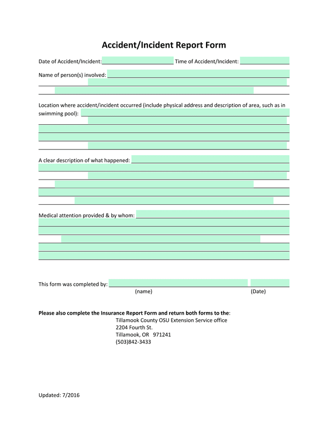 AccidentIncident Report Form screenshot