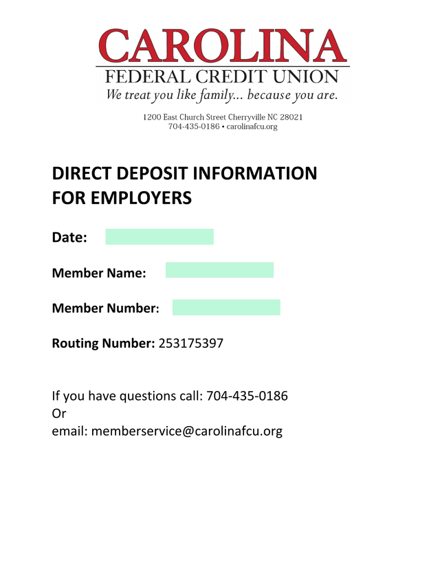 Direct Deposit Information For Employers screenshot