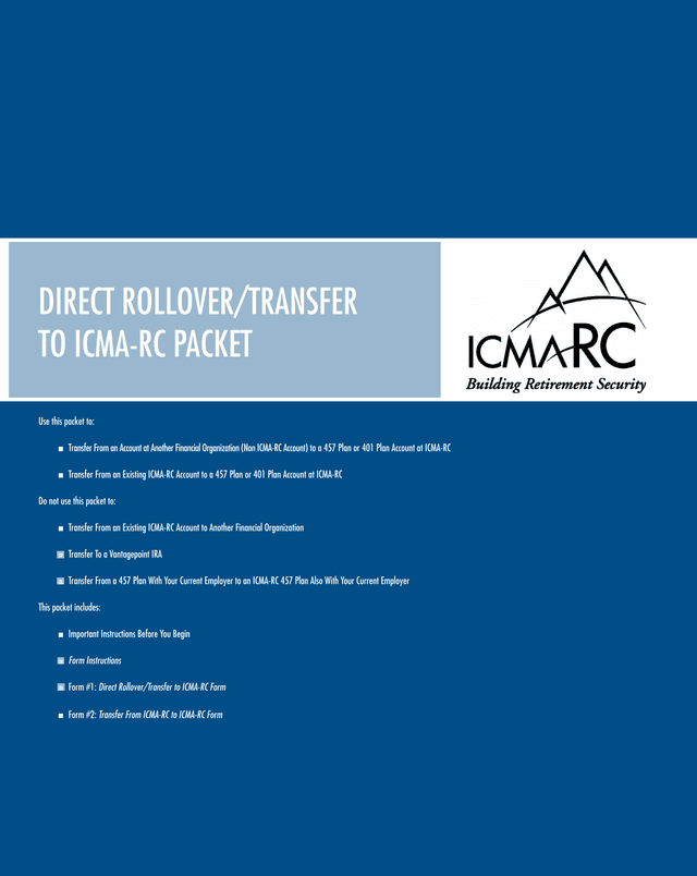 Direct RolloverTransfer To ICMA RC Packet screenshot