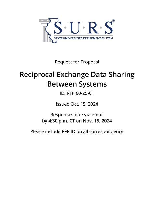 Request For Proposal Reciprocal Exchange Data Sharing Between Systems screenshot