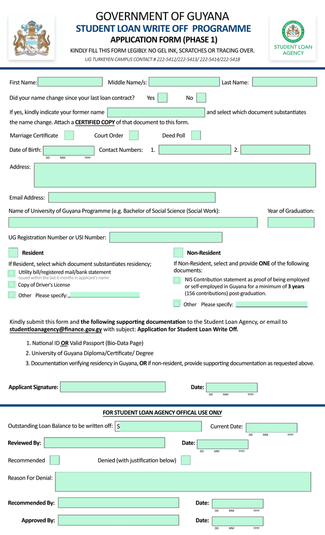 Student Loan Write Off Programme Application Form (Phase 1) screenshot
