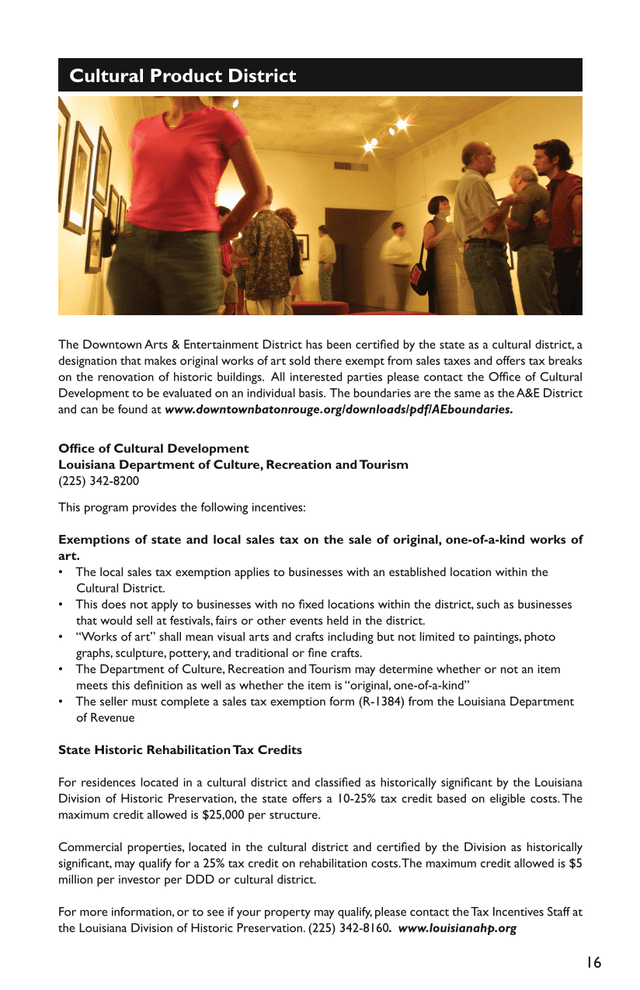 Cultural Product District Program Guidelines screenshot