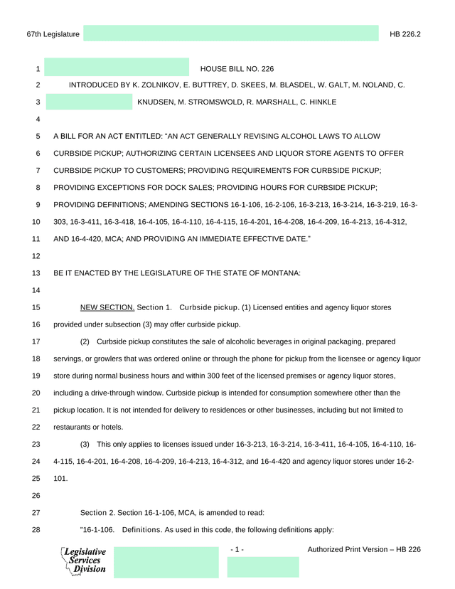 House Bill 226 screenshot