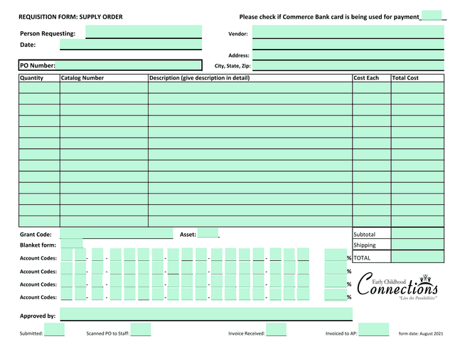 REQUISITION FORM SUPPLY ORDER screenshot