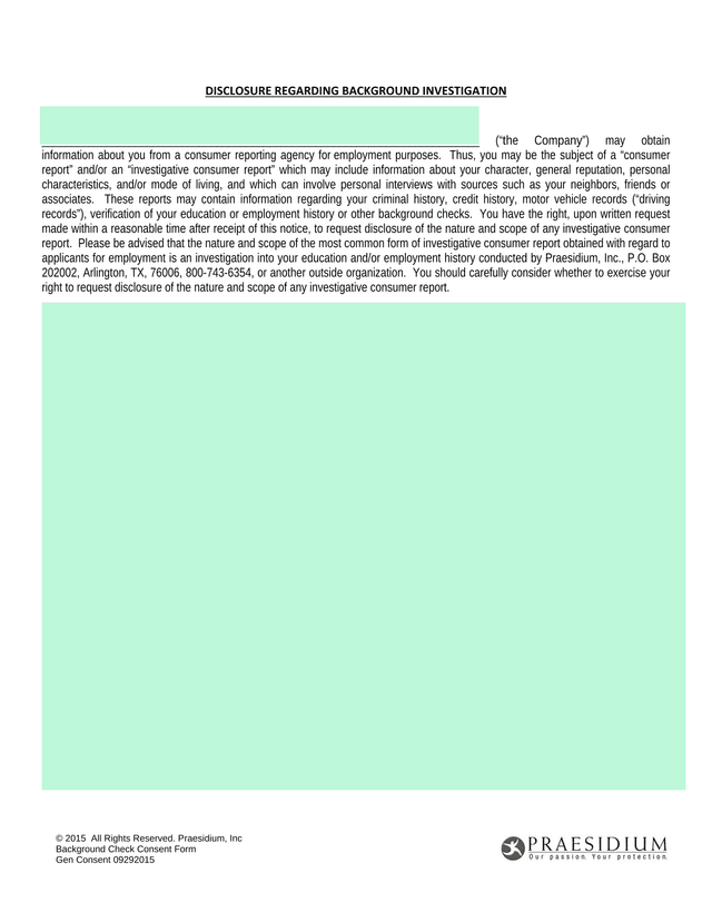 Background Check Consent Form screenshot