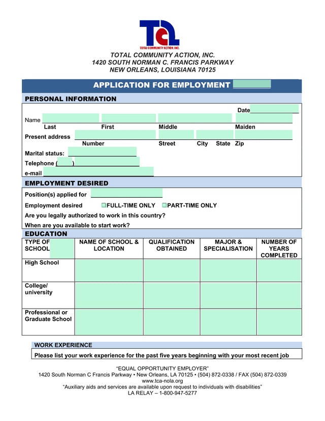 Application For Employment screenshot