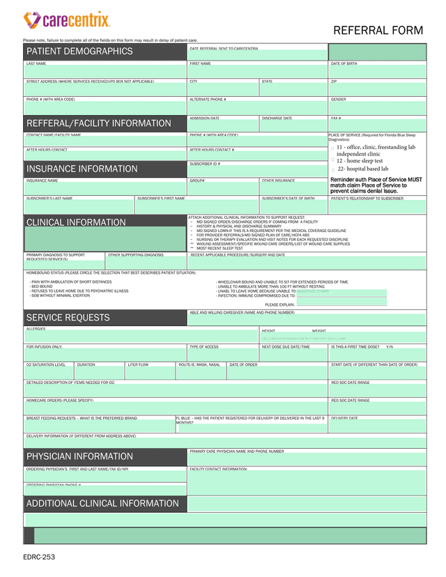 EDRC 253 REFERRAL FORM screenshot