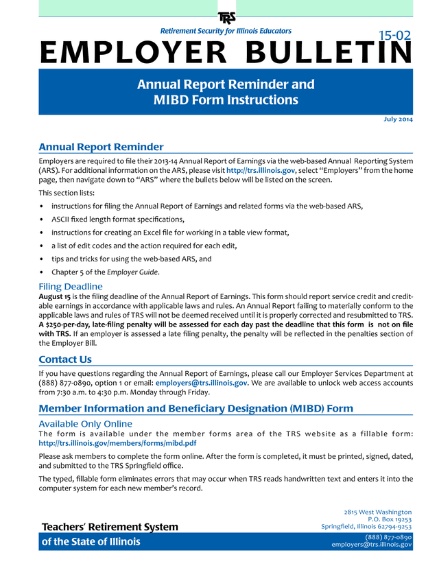 Annual Report Reminder screenshot